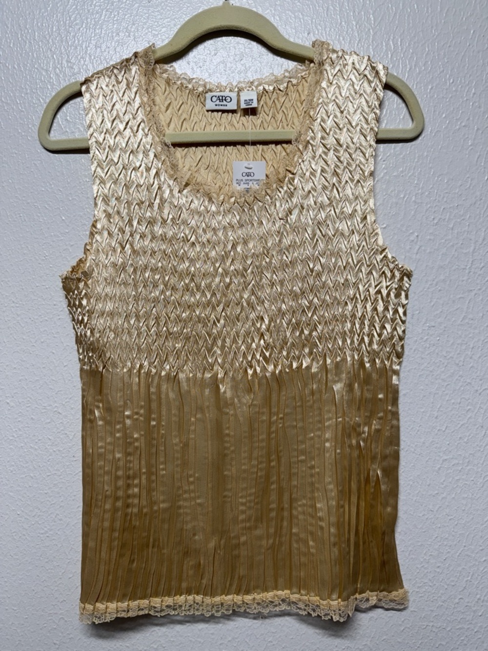 Cato Gold Metallic Pleated Sleeveless Camisole